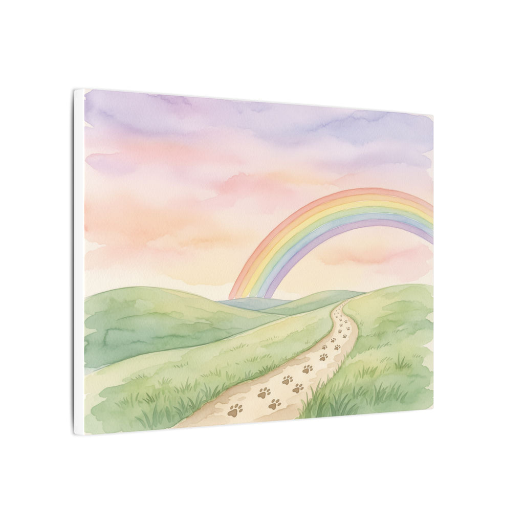 Rainbow Bridge Canvas - Paw Print Path Pet Memorial Wall Art