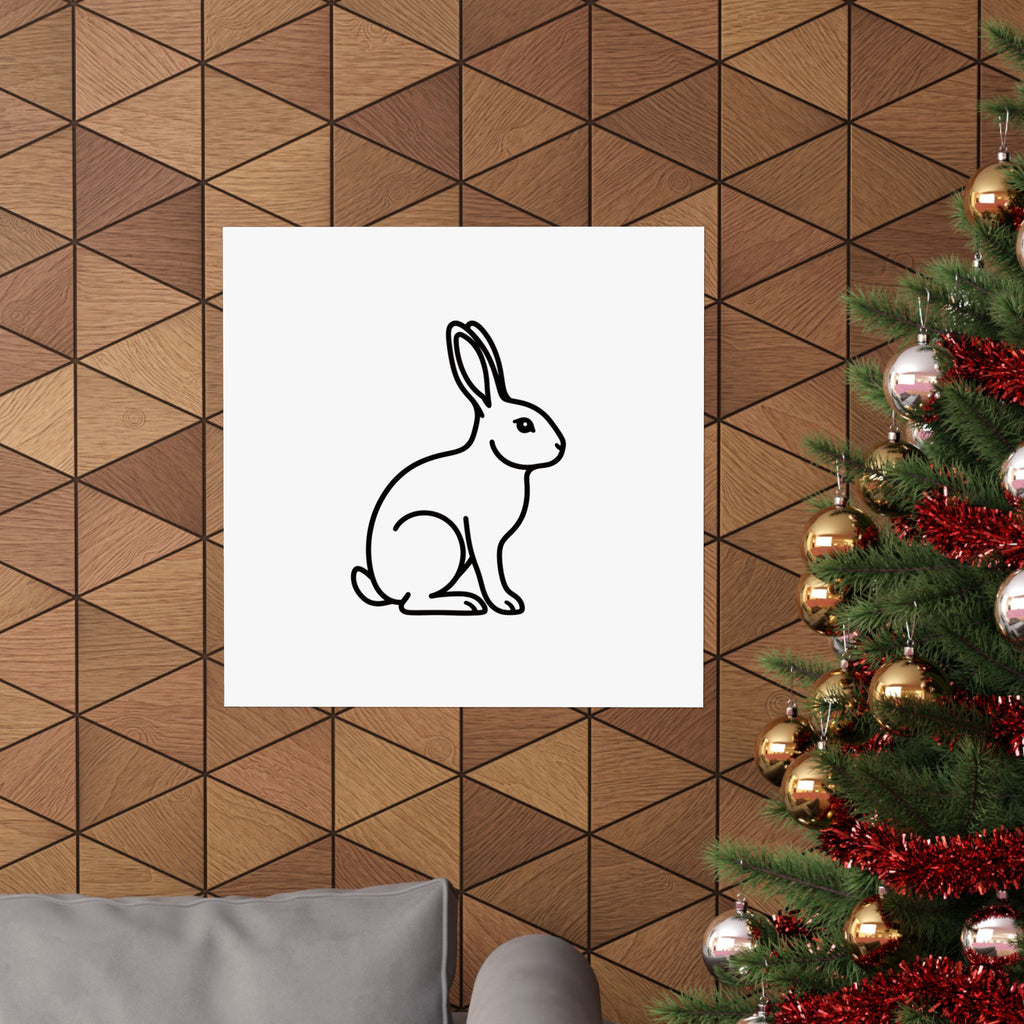 Rabbit Memorial Print - Minimal Line Art Poster