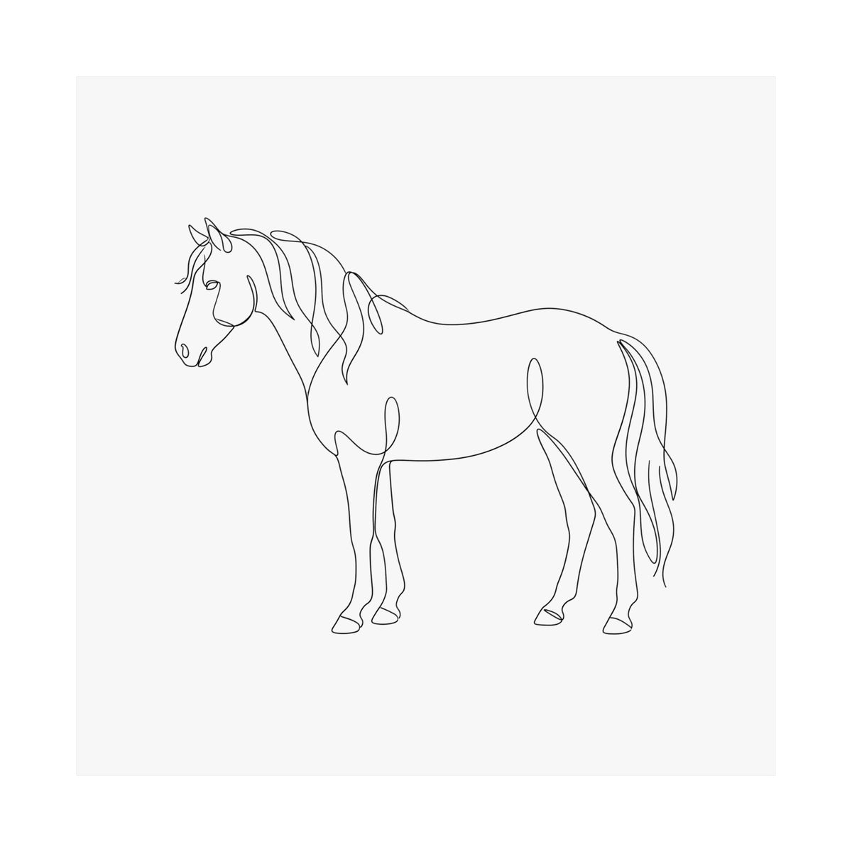 Horse Memorial Print - Minimal Line Art Poster