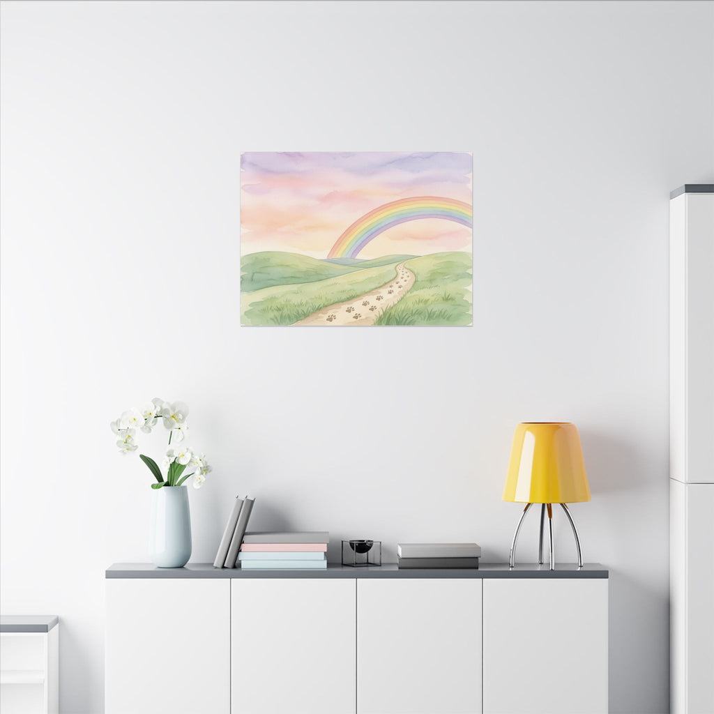 Rainbow Bridge Canvas - Paw Print Path Pet Memorial Wall Art