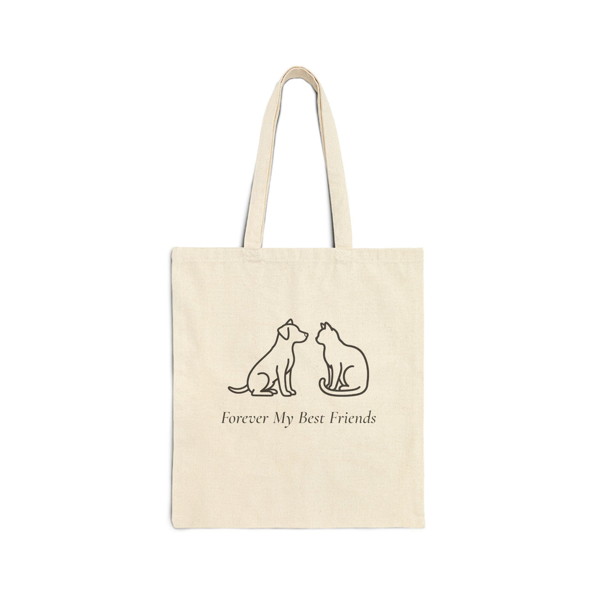 Forever My Best Friends Tote Bag - Dog and Cat Line Art Pet Memorial Cotton Tote