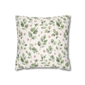 Pet Memorial Pillow Cover - Sage Leaves and Paw Prints Square Cushion Cover