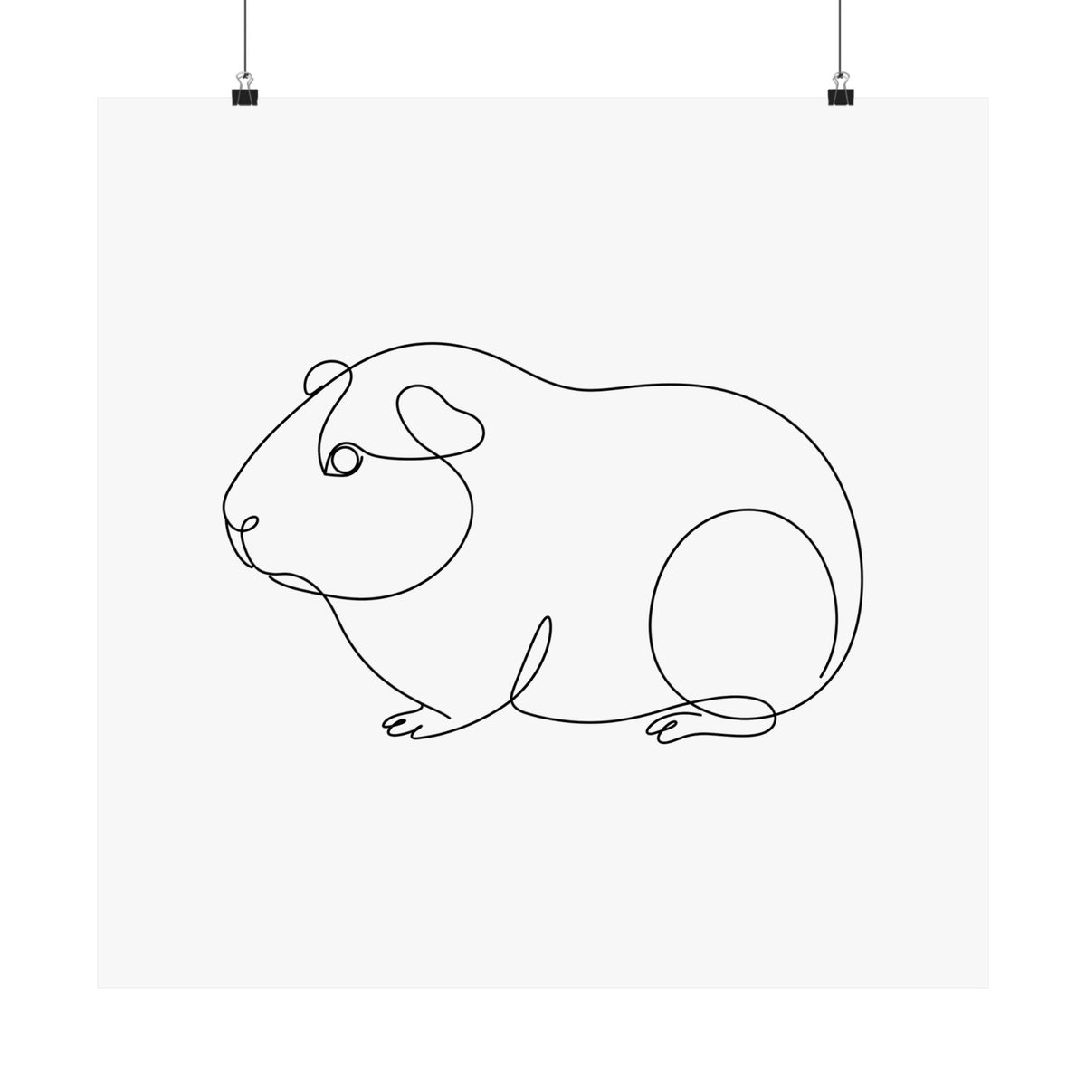 Guinea Pig Memorial Print - Minimal Line Art Poster