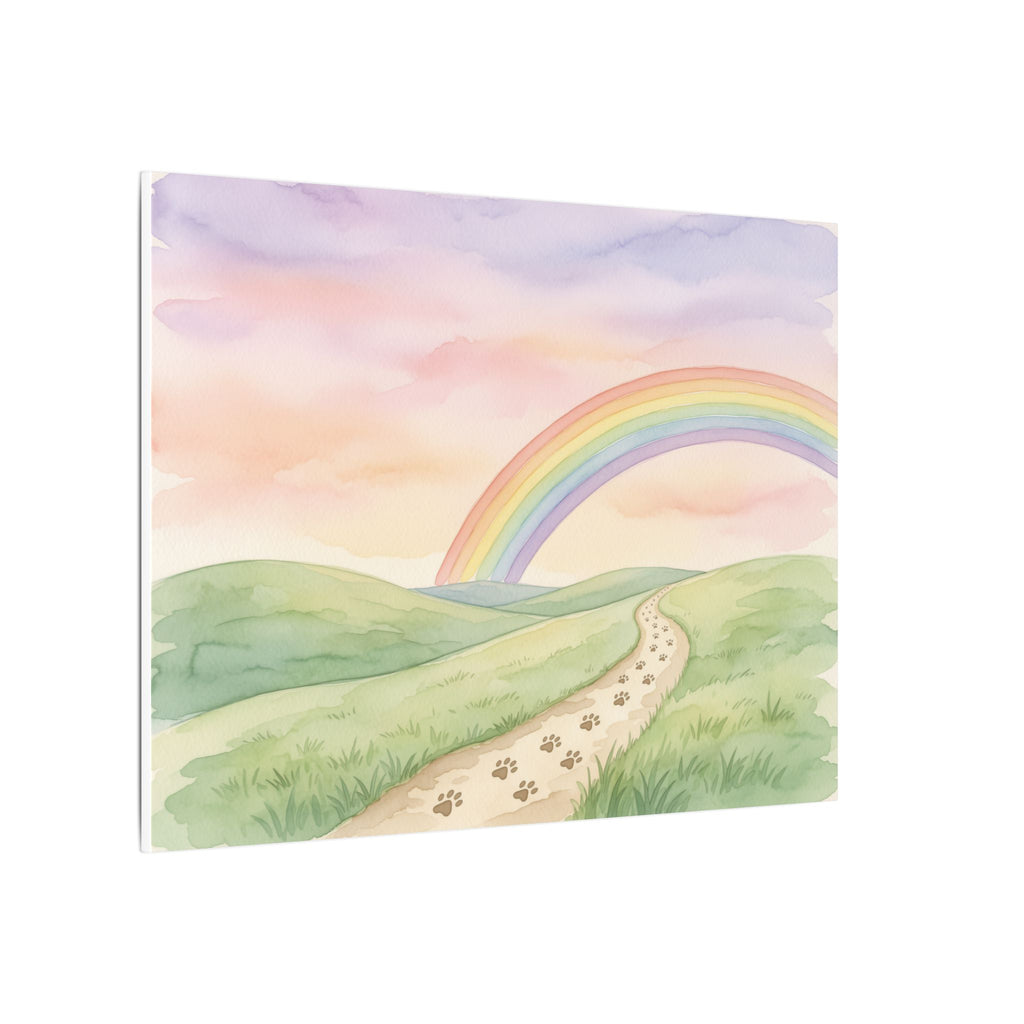 Rainbow Bridge Canvas - Paw Print Path Pet Memorial Wall Art