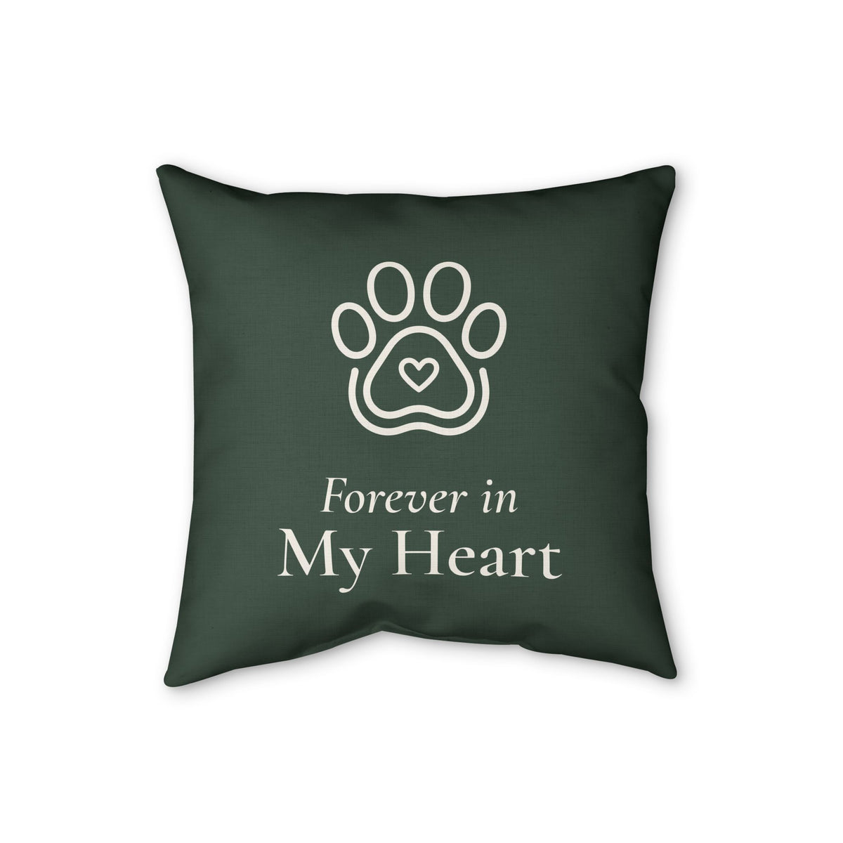 Forever in My Heart Pillow - Paw Heart Pet Memorial Faux Linen Throw Pillow