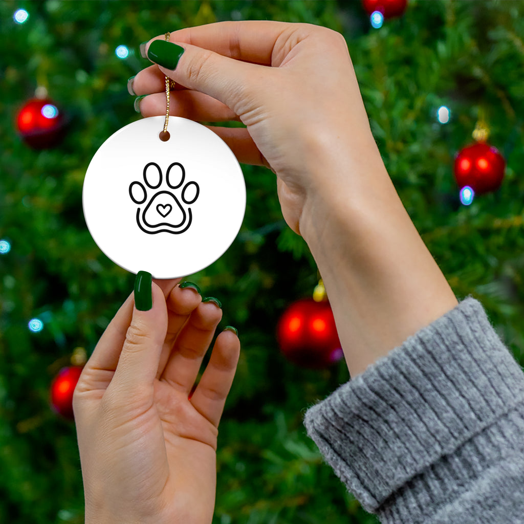 Paw Heart Pet Memorial Ornament - Minimalist Line Art Keepsake