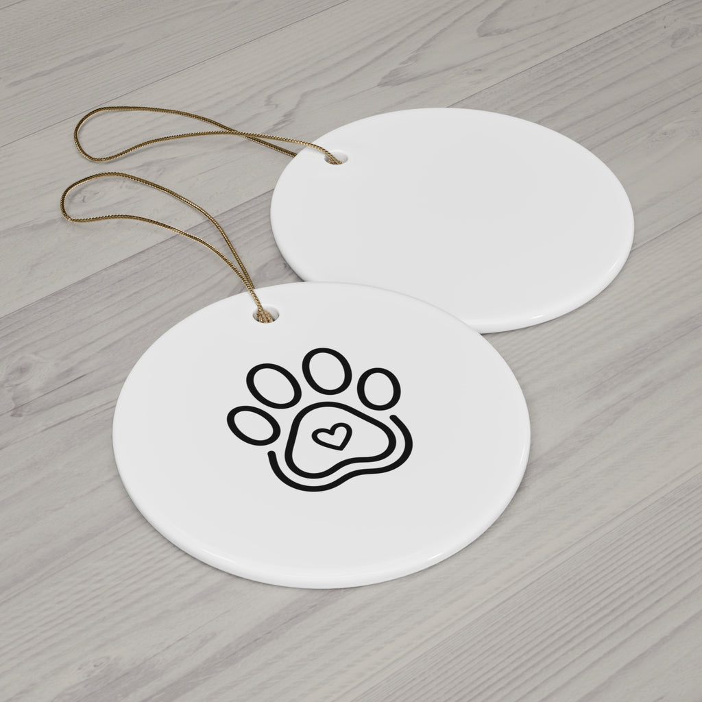 Paw Heart Pet Memorial Ornament - Minimalist Line Art Keepsake
