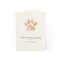 Pet sympathy card with a watercolor paw print and small heart, 'With Heartfelt Sympathy for the loss of your companion'