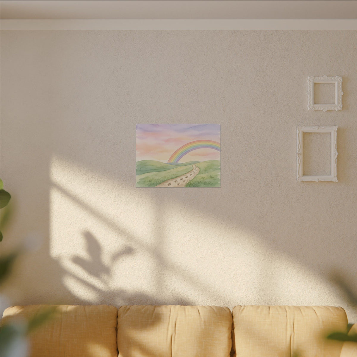 Rainbow Bridge Canvas - Paw Print Path Pet Memorial Wall Art