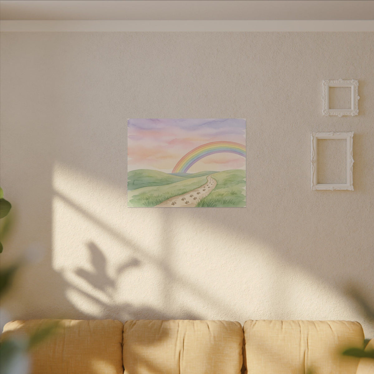 Rainbow Bridge Canvas - Paw Print Path Pet Memorial Wall Art