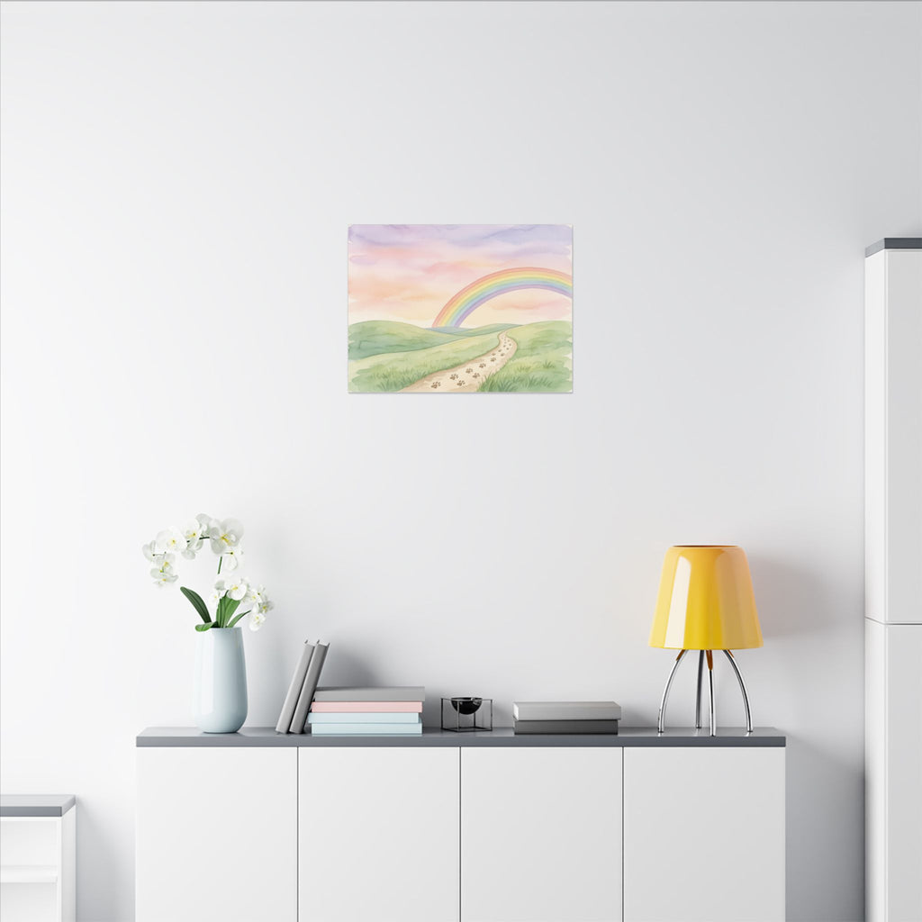 Rainbow Bridge Canvas - Paw Print Path Pet Memorial Wall Art