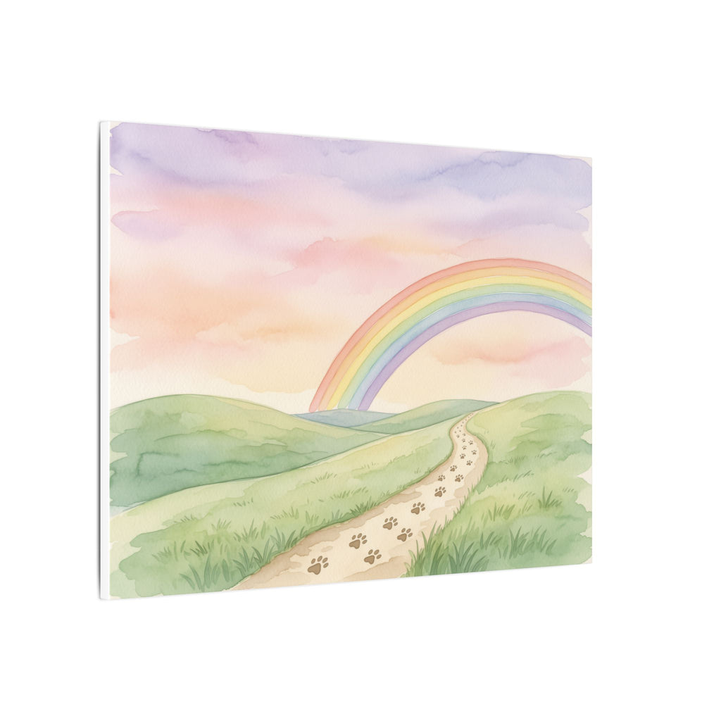 Rainbow Bridge Canvas - Paw Print Path Pet Memorial Wall Art