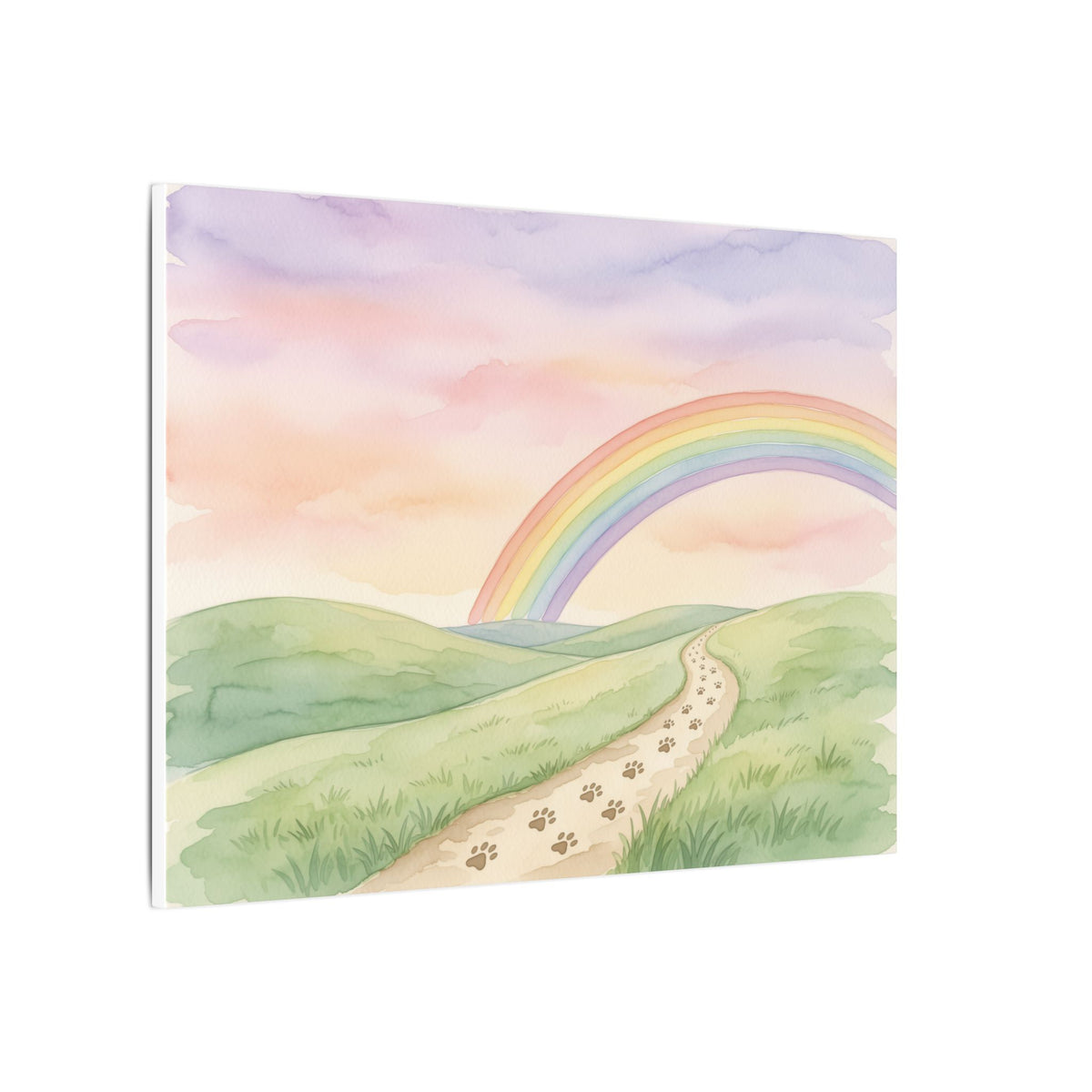 Rainbow Bridge Canvas - Paw Print Path Pet Memorial Wall Art