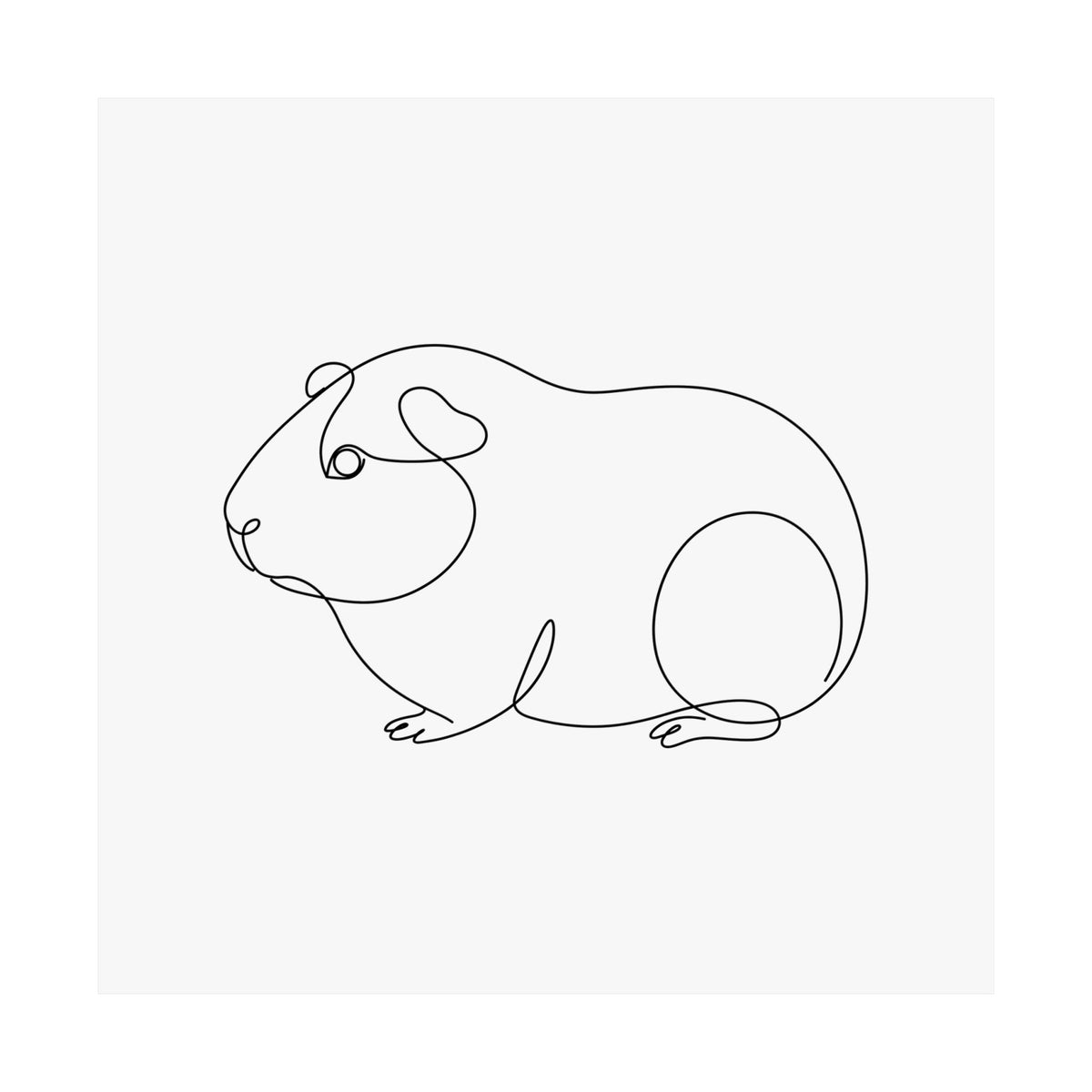 Guinea Pig Memorial Print - Minimal Line Art Poster