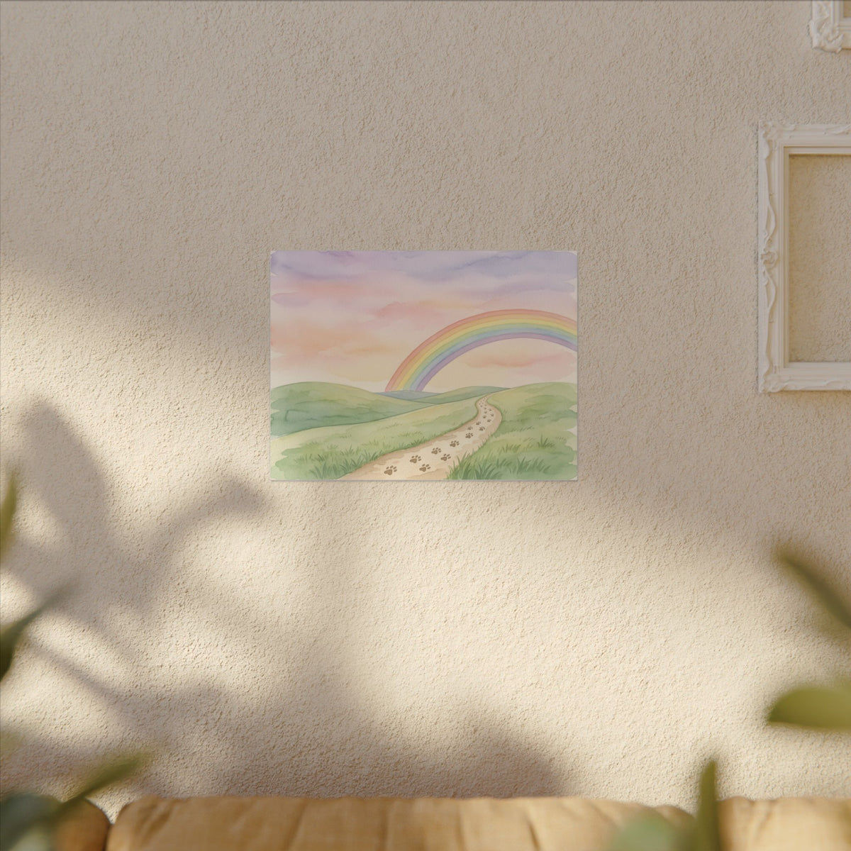 Rainbow Bridge Canvas - Paw Print Path Pet Memorial Wall Art