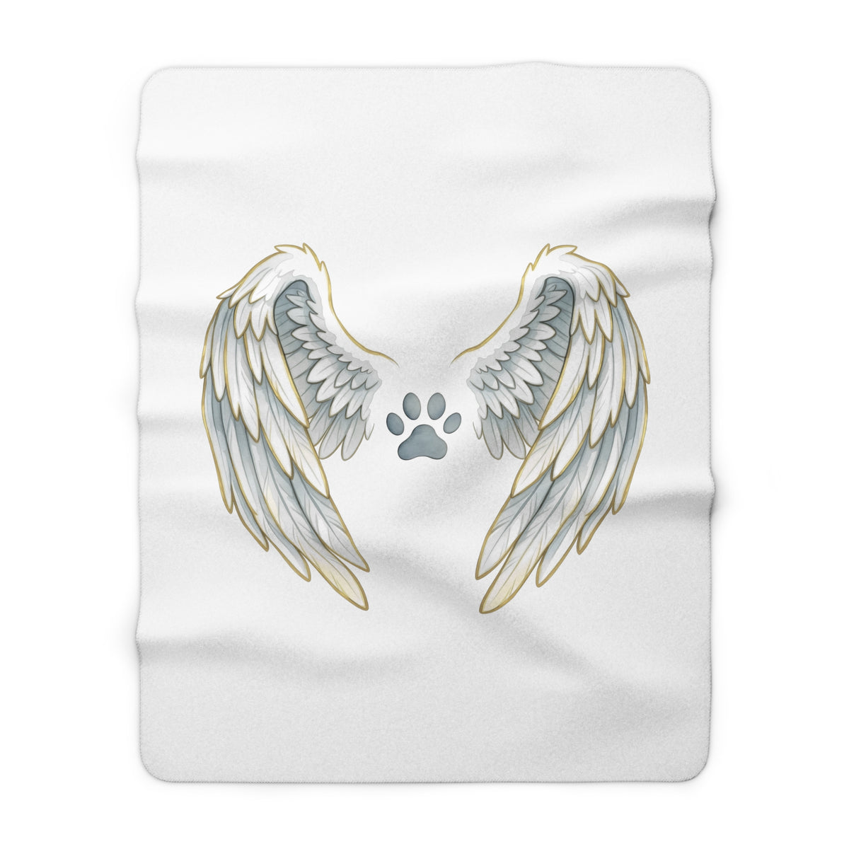 Pet Memorial Blanket - Angel Wings and Paw Print Sherpa Fleece Throw