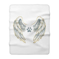 Pet Memorial Blanket - Angel Wings and Paw Print Sherpa Fleece Throw