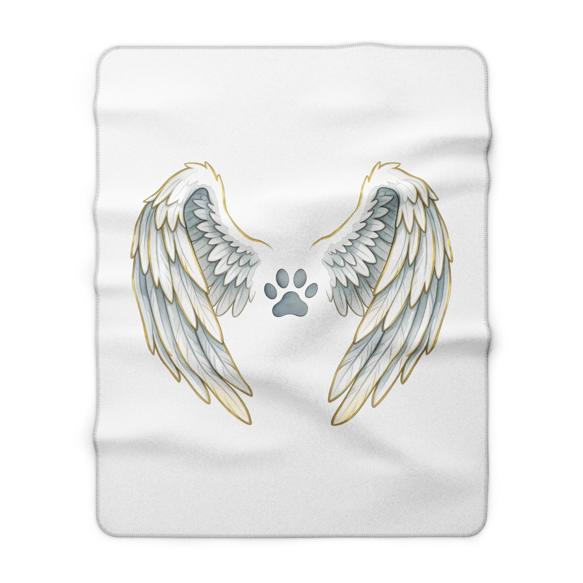 Pet Memorial Blanket - Angel Wings and Paw Print Sherpa Fleece Throw