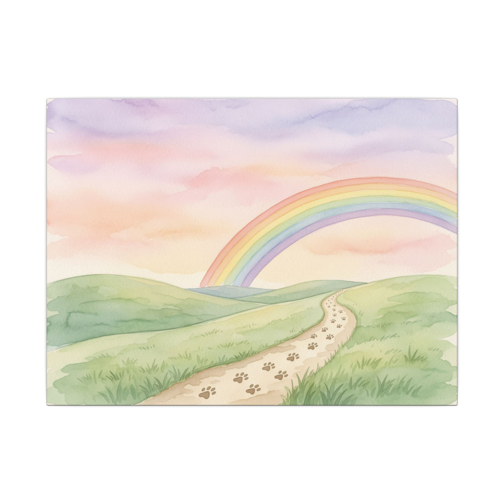 Rainbow Bridge Canvas - Paw Print Path Pet Memorial Wall Art