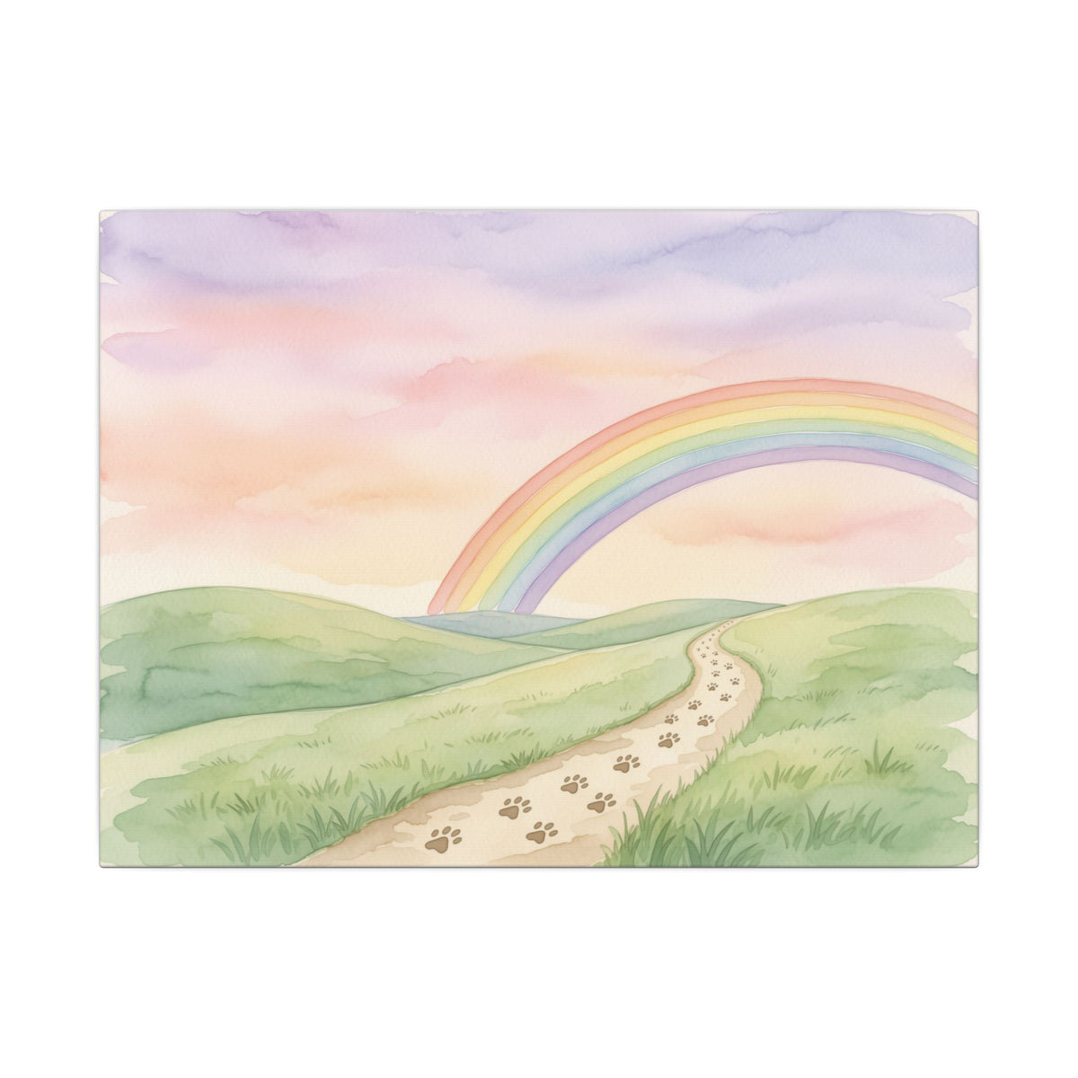 Rainbow Bridge Canvas - Paw Print Path Pet Memorial Wall Art