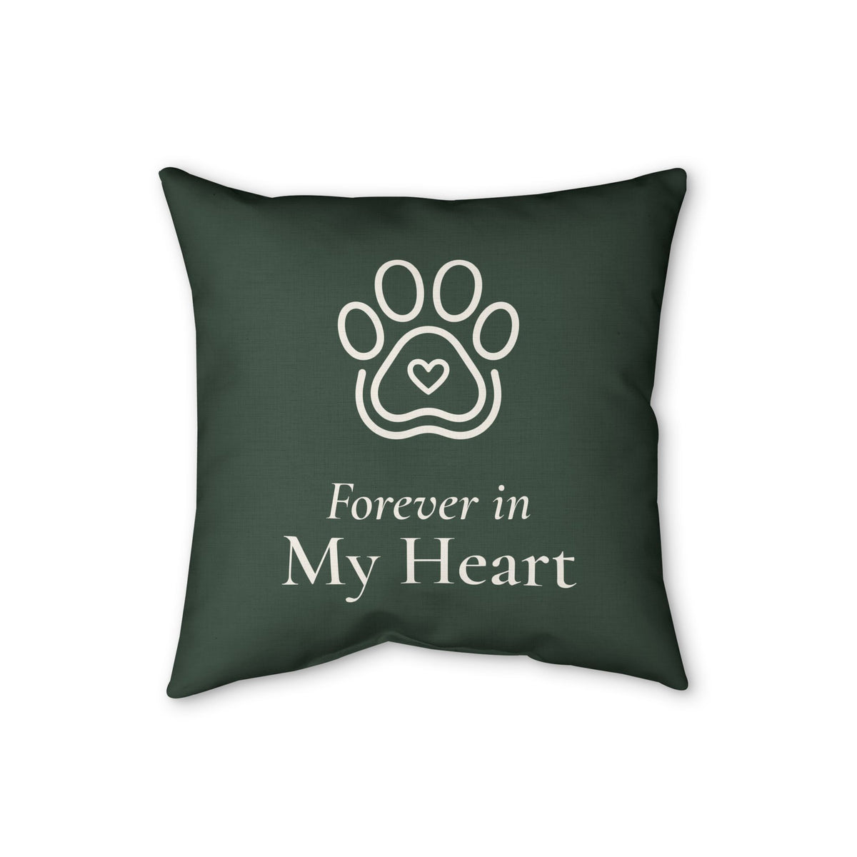 Forever in My Heart Pillow - Paw Heart Pet Memorial Faux Linen Throw Pillow