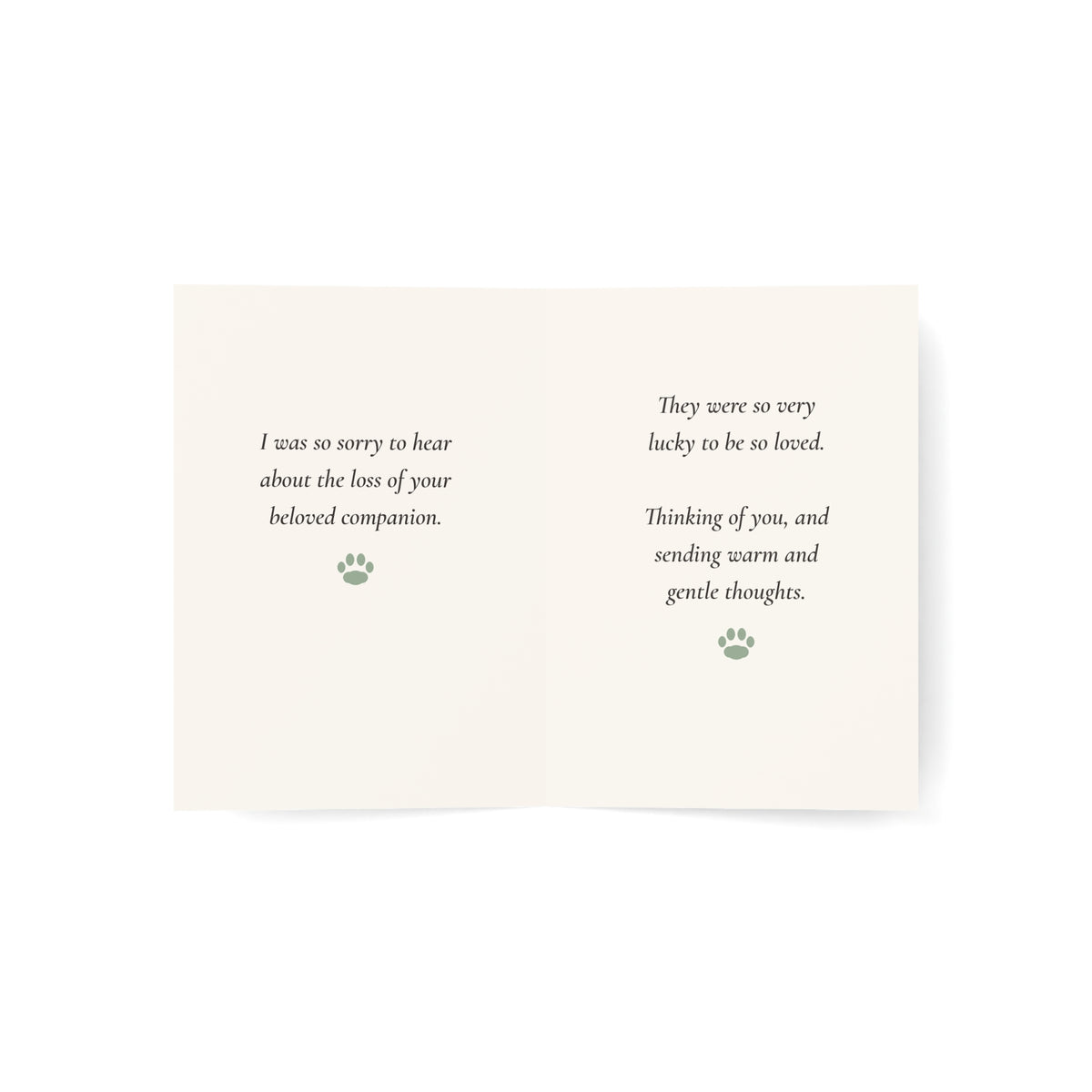 Pet Sympathy Greeting Card - Watercolor Paw Heart, 5x7 Card with Envelope