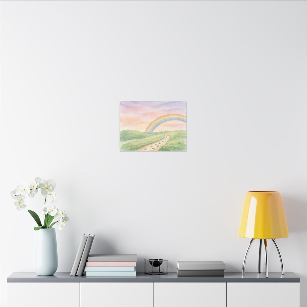 Rainbow Bridge Canvas - Paw Print Path Pet Memorial Wall Art