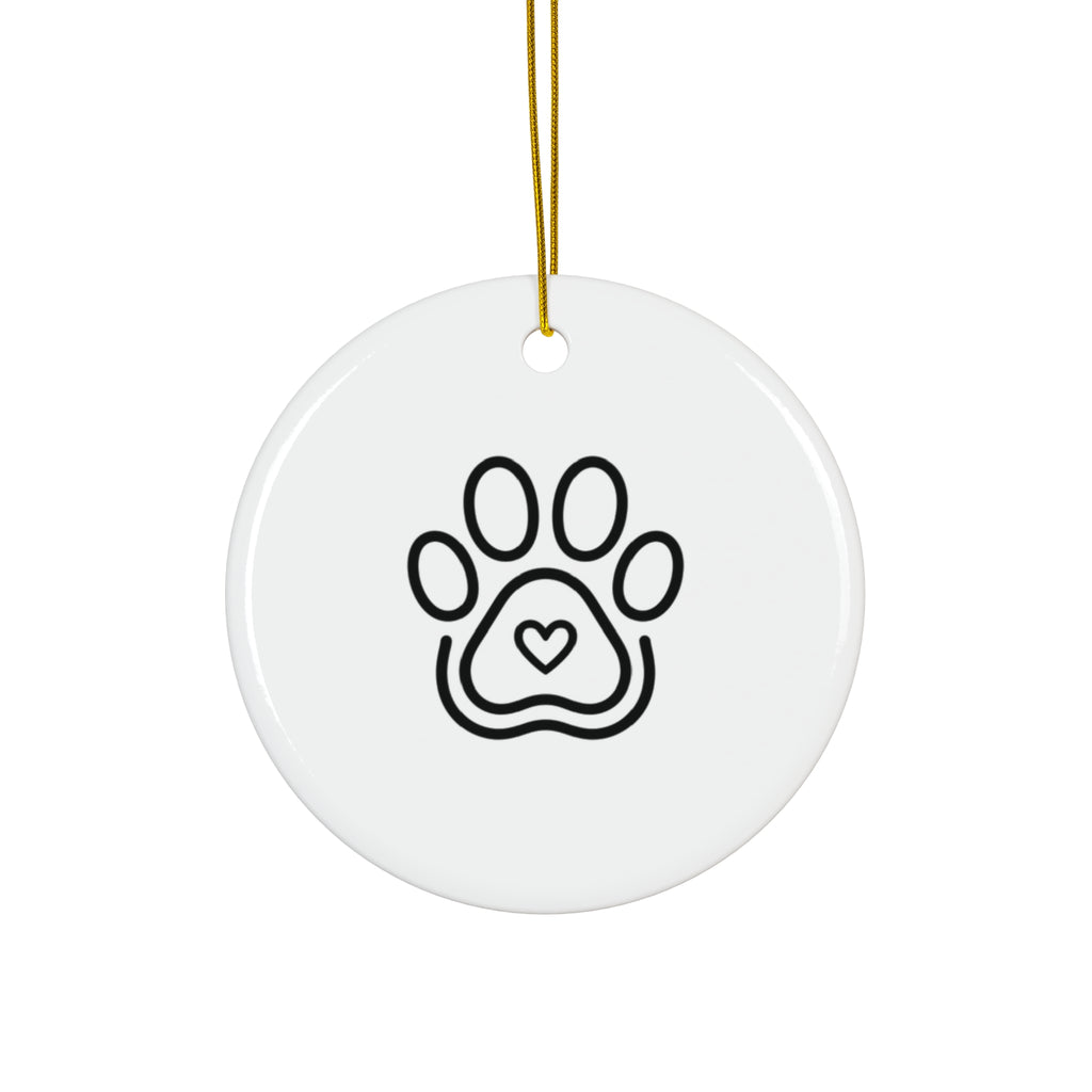 Paw Heart Pet Memorial Ornament - Minimalist Line Art Keepsake