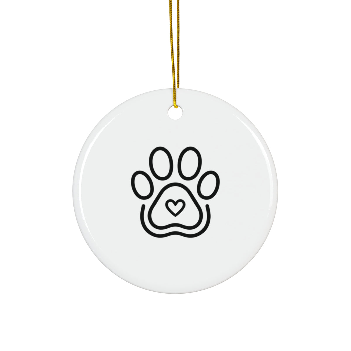 Paw Heart Pet Memorial Ornament - Minimalist Line Art Keepsake