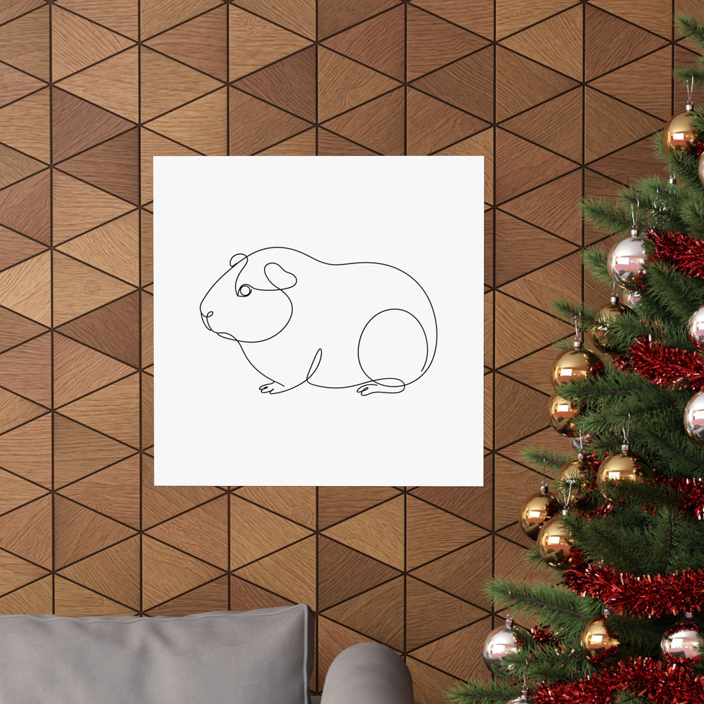 Guinea Pig Memorial Print - Minimal Line Art Poster
